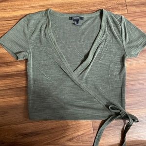 Small Green Tie Crop Top Forever 21